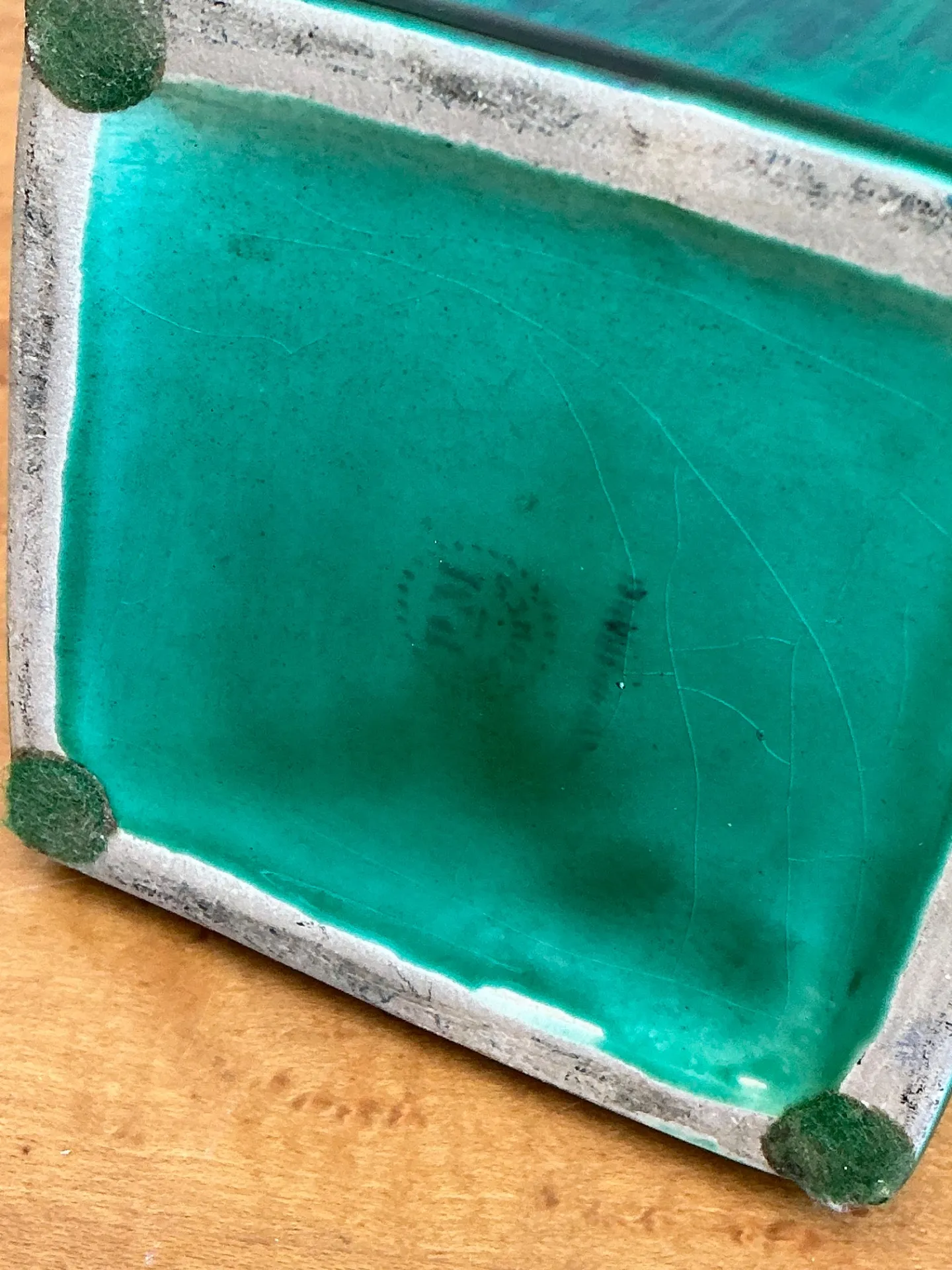 Vintage Turquoise Glazed Ceramic Vase — additional photo 8