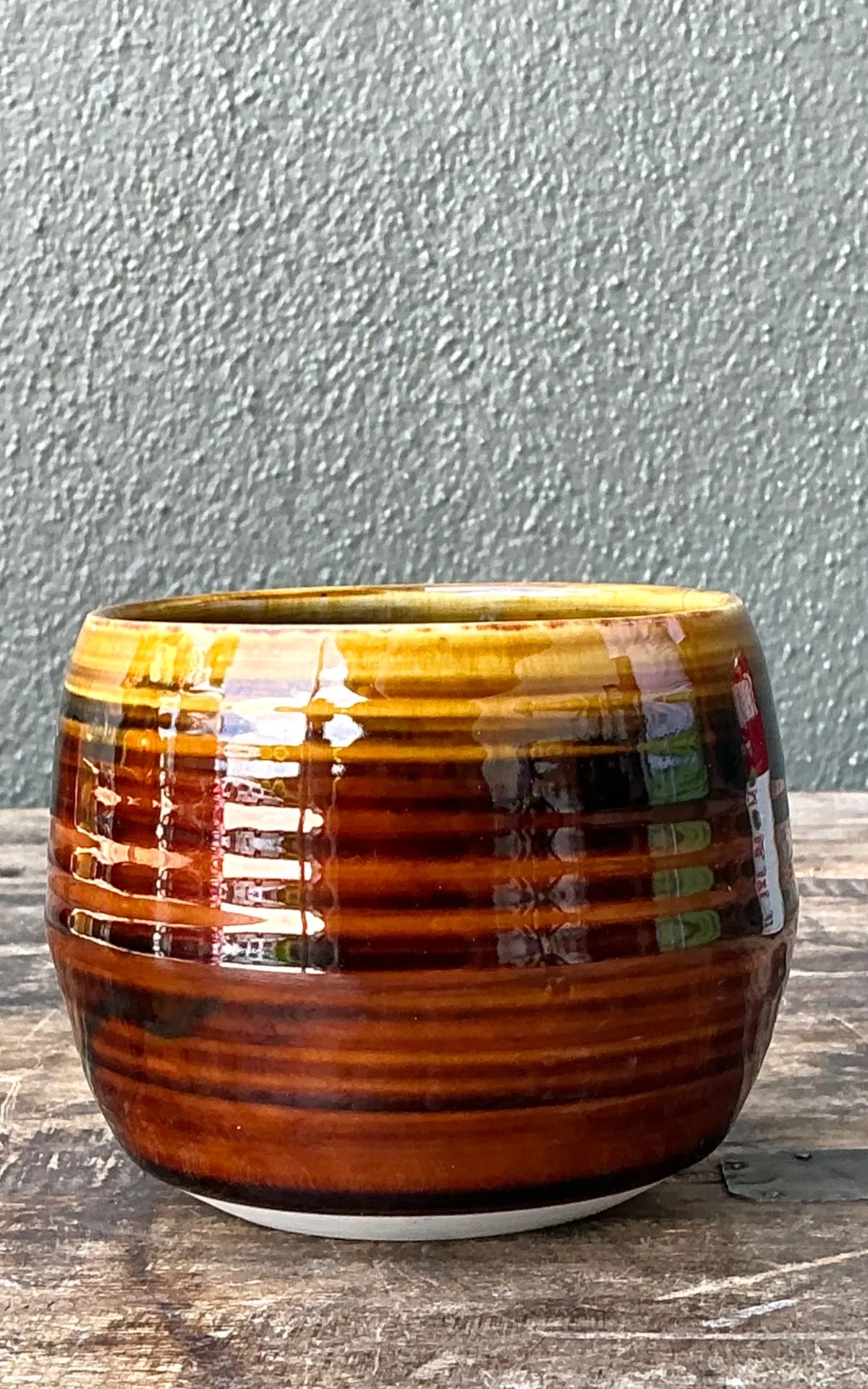 Vintage Brown Studio Pottery Bowl - Close-up view