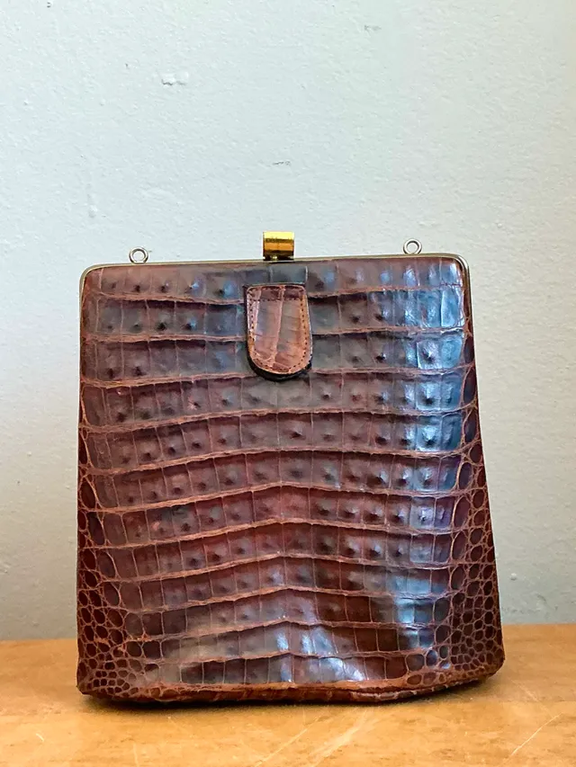 Vintage Crocodile Metal Frame Handbag — additional photo 2