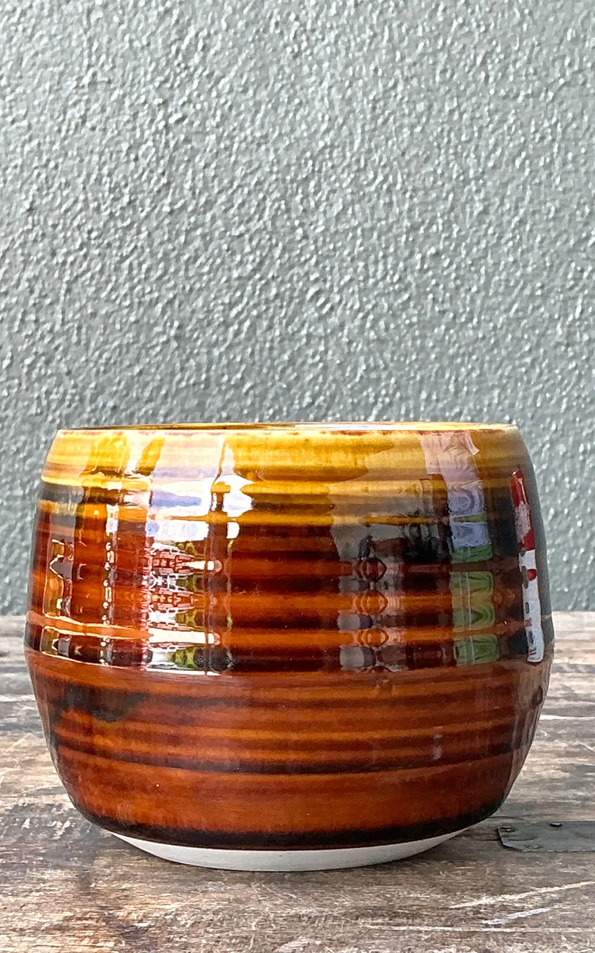 Vintage Brown Studio Pottery Bowl - Top view