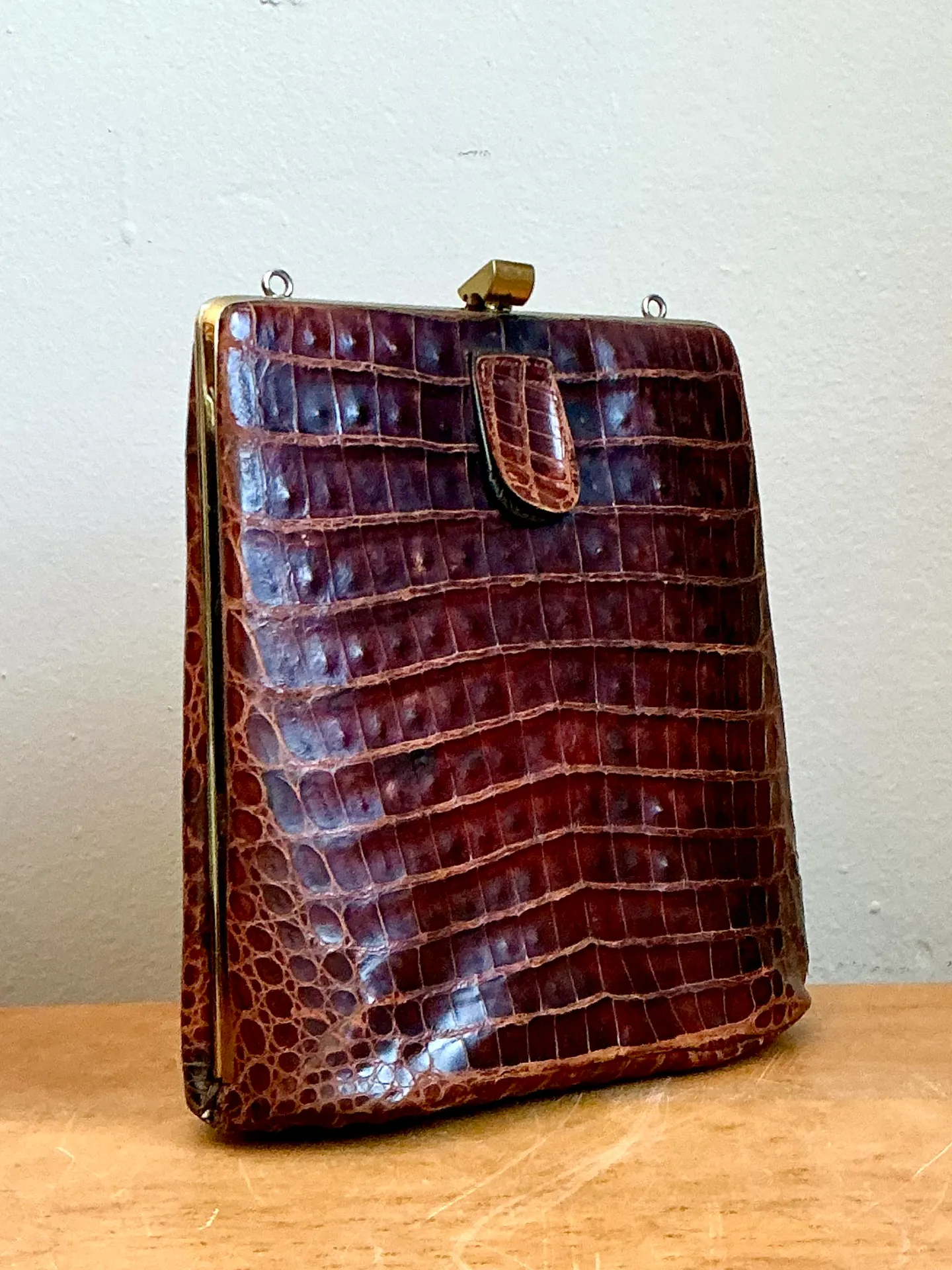 Vintage Crocodile Metal Frame Handbag — additional photo 5