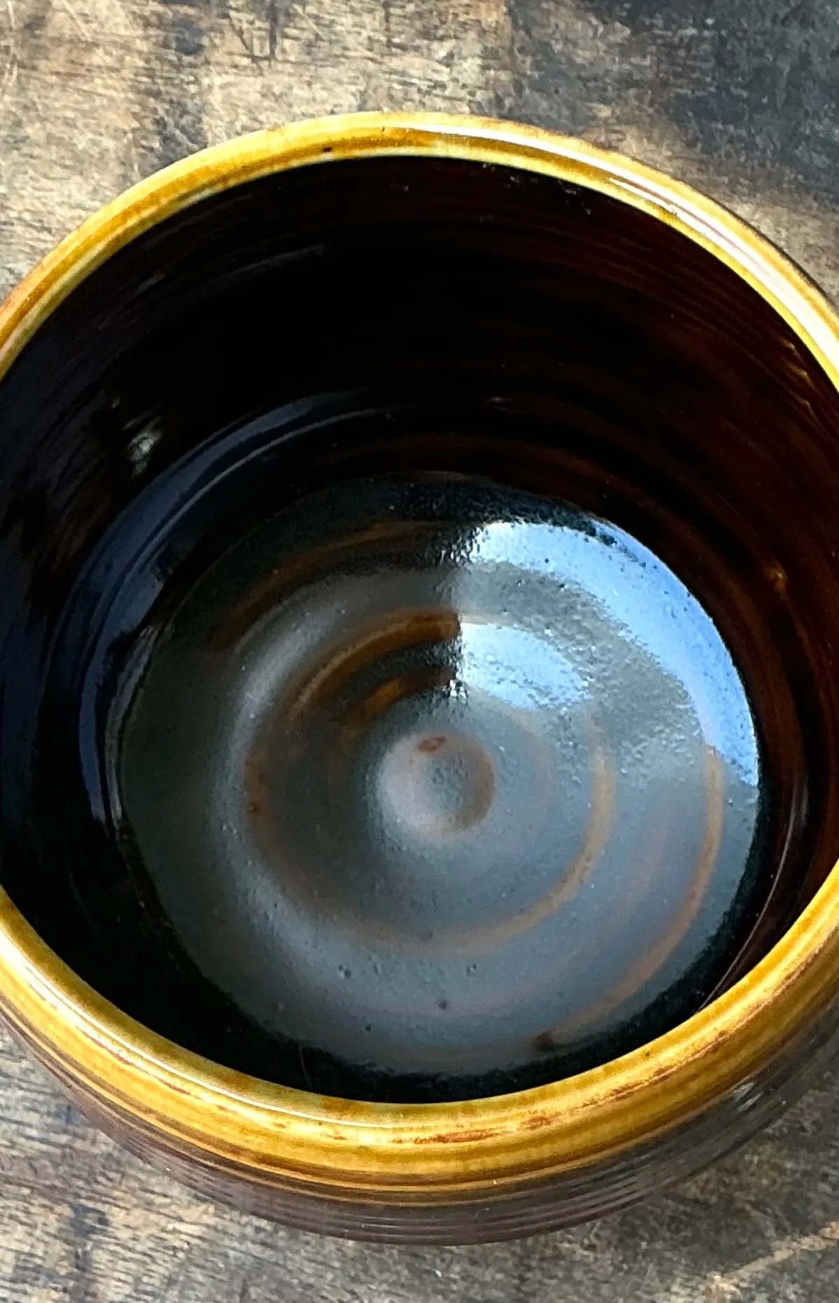 Vintage Brown Studio Pottery Bowl - Angle view