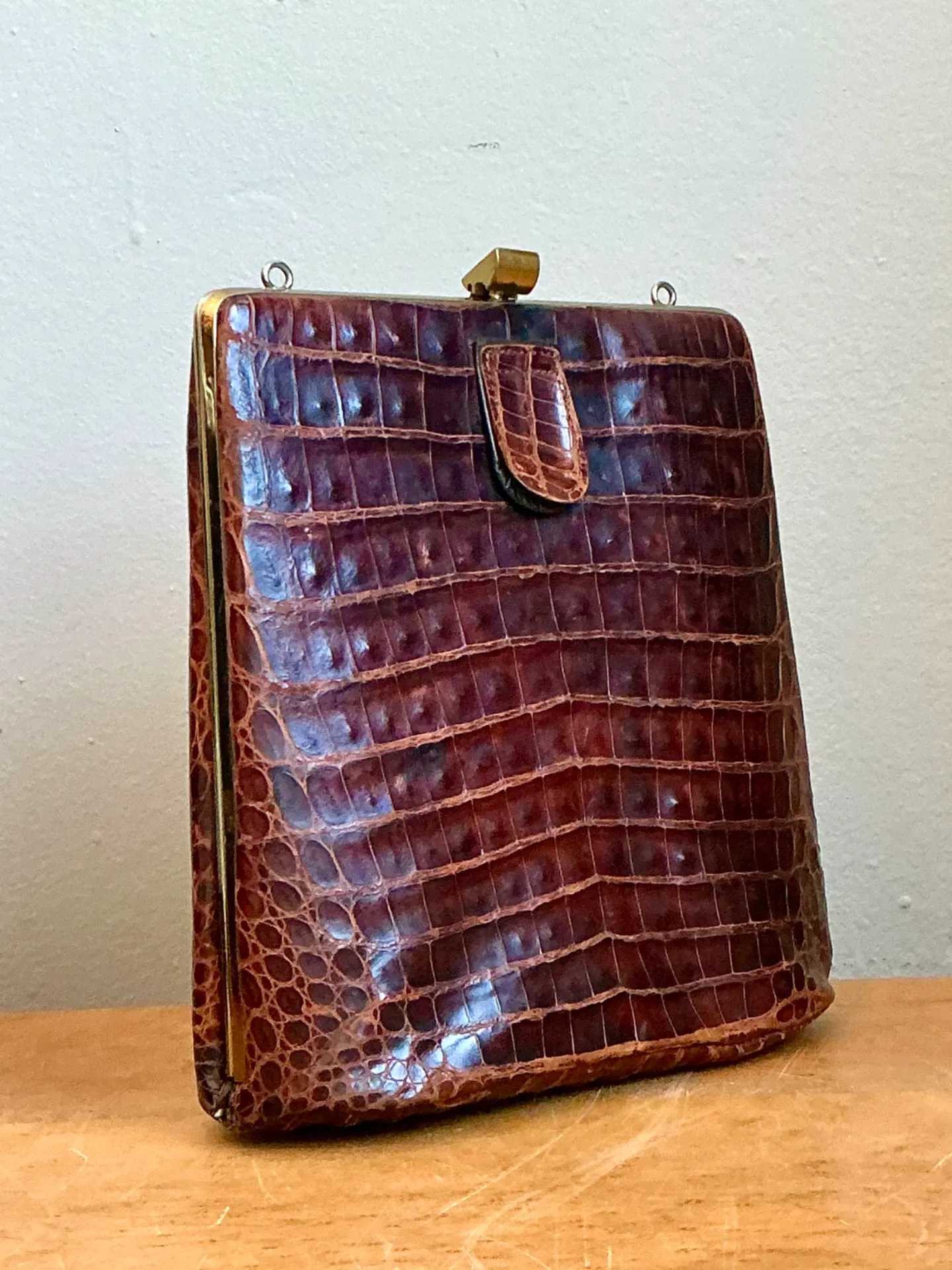 Vintage Crocodile Metal Frame Handbag — additional photo 8