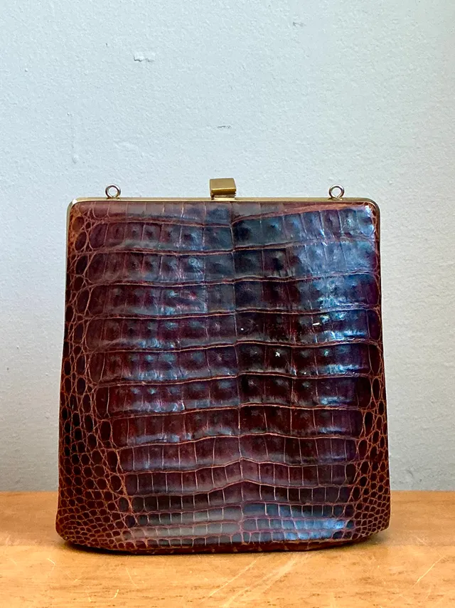 Vintage Crocodile Metal Frame Handbag — additional photo 1