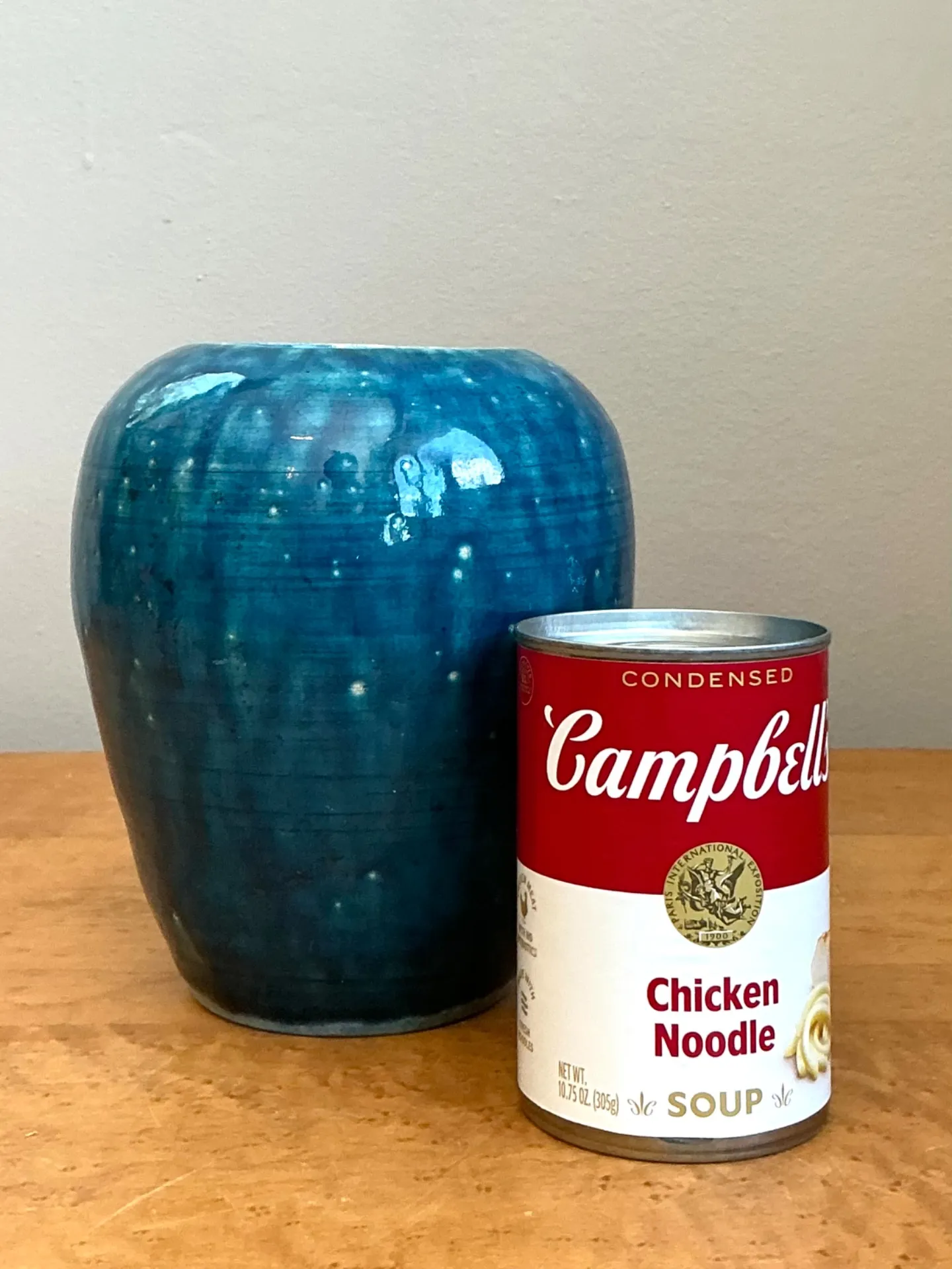 Vintage Blue Glazed Ceramic Vase — additional photo 1