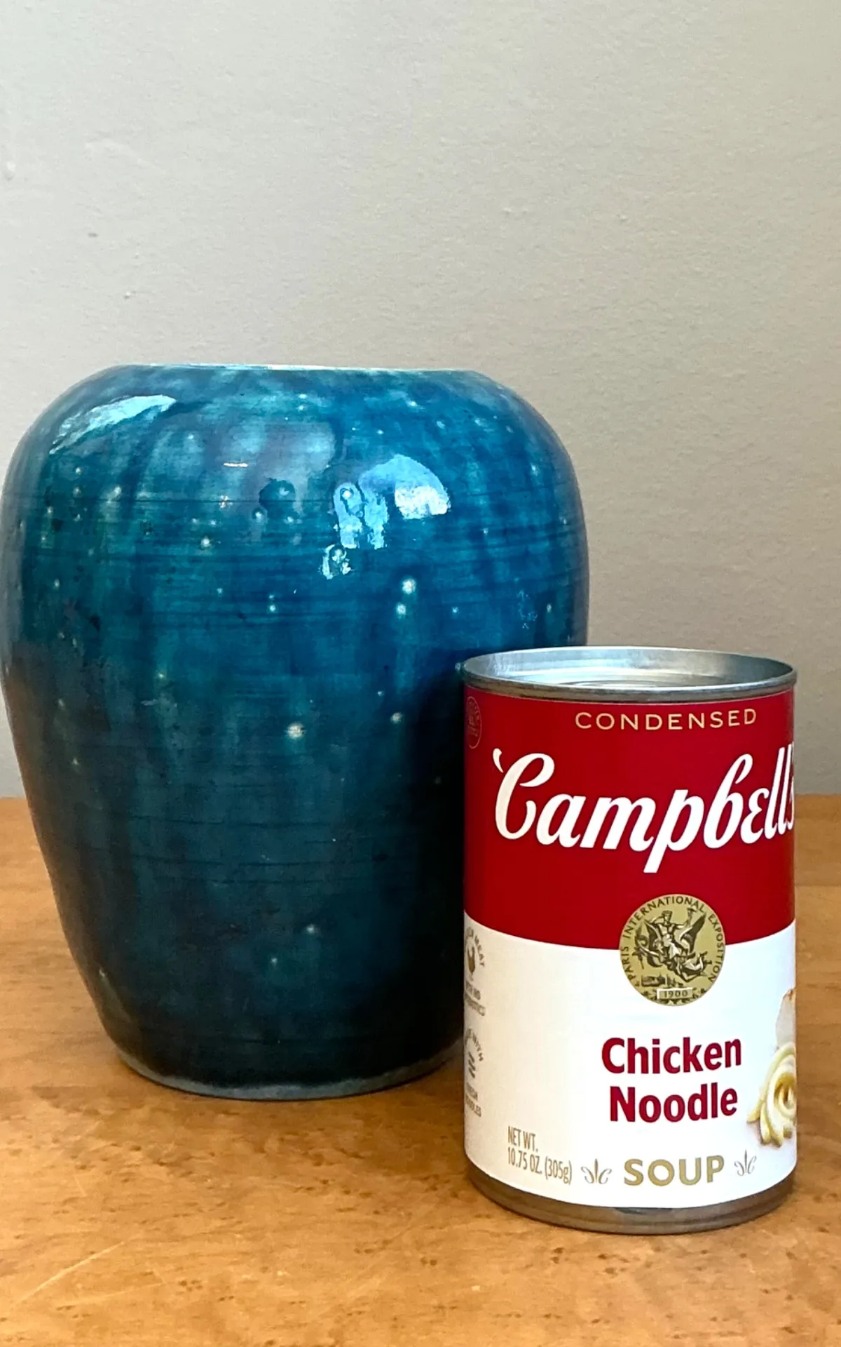 Vintage Blue Glazed Ceramic Vase