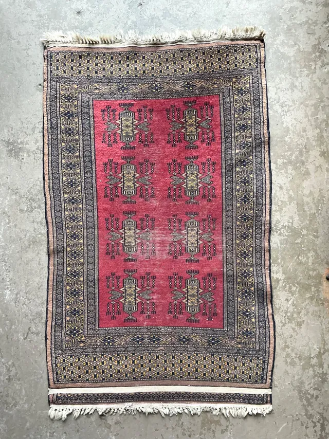Vintage Hand-Knotted Geometric Wool Rug — additional photo 1
