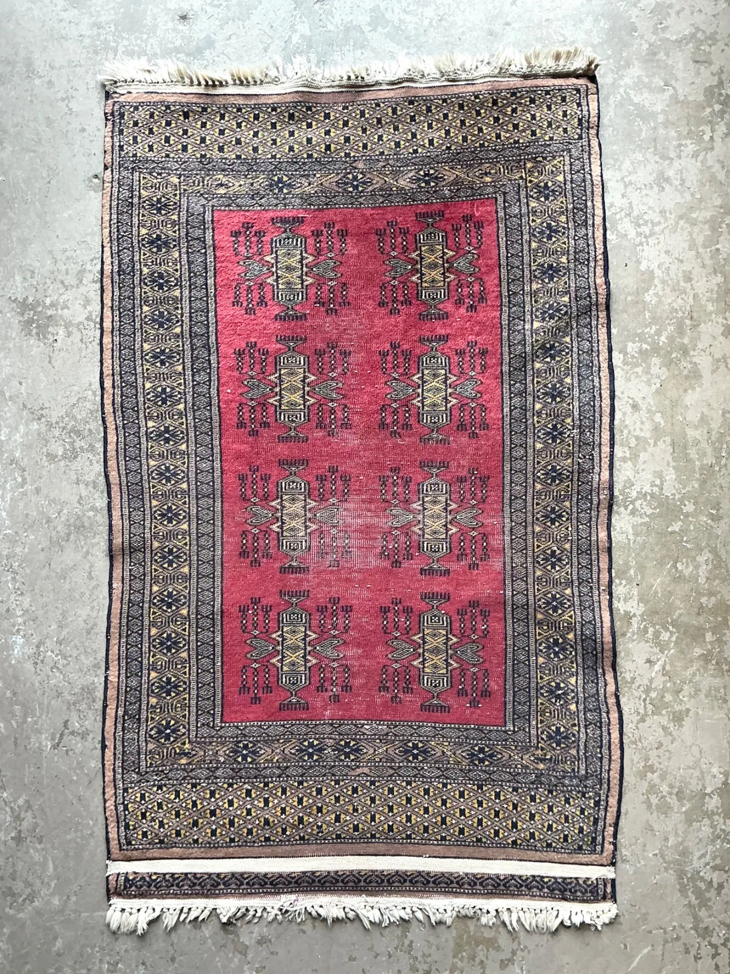 Vintage Hand-Knotted Geometric Wool Rug — additional photo 2