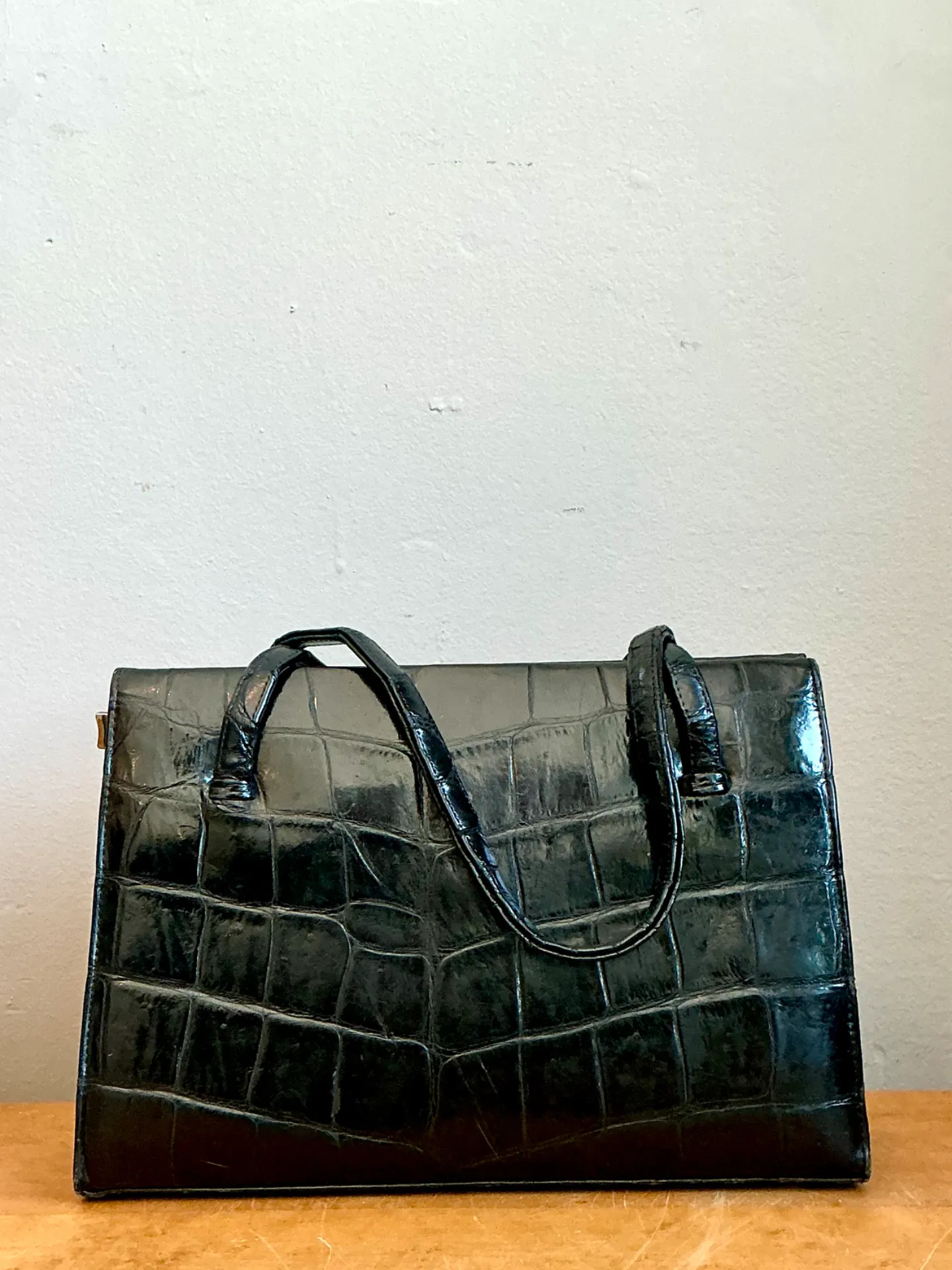 Vintage Crocodile Handbag with Metal Frame — additional photo 5