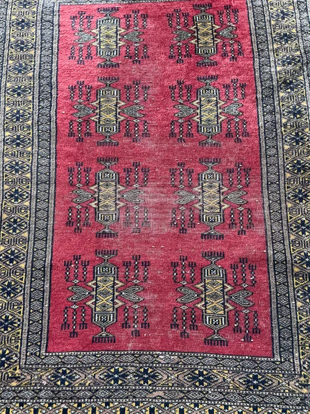 Vintage Hand-Knotted Geometric Wool Rug — additional photo 7