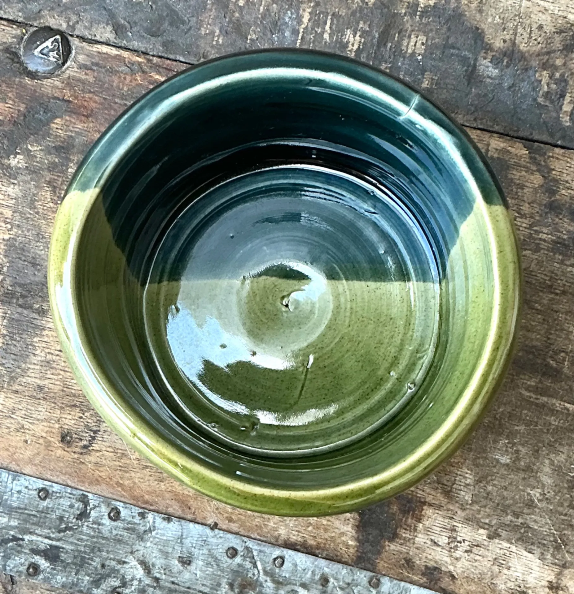 Vintage Handcrafted Green Studio Bowl — additional photo 5