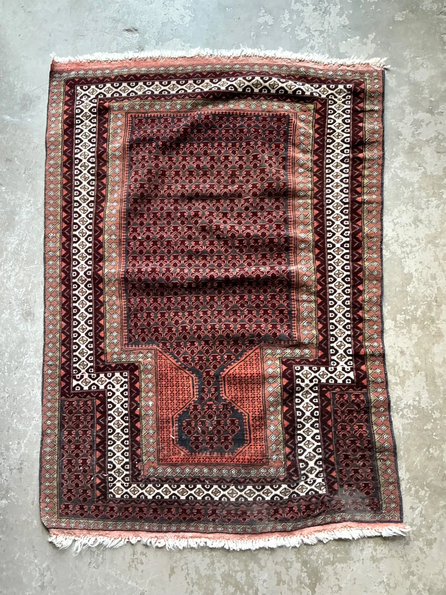 Vintage Hand-Knotted Geometric Wool Rug — additional photo 2