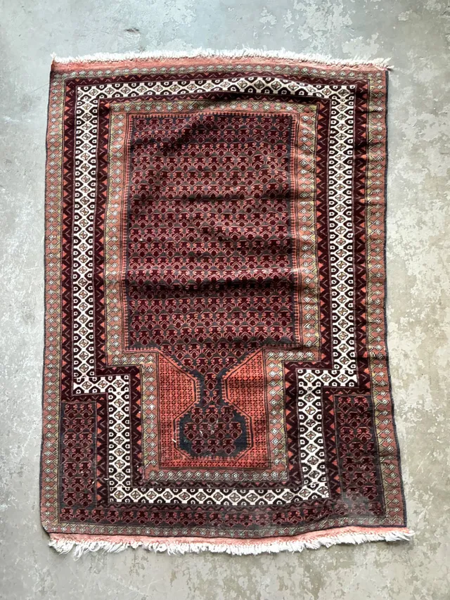 Vintage Hand-Knotted Geometric Wool Rug — additional photo 2