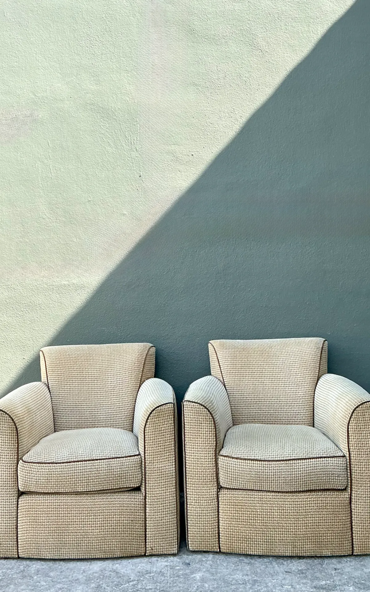 Vintage Donghia Swivel Lounge Chairs with Ottomans - A Pair