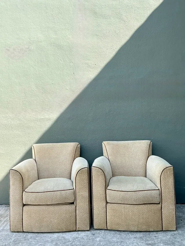 Vintage Donghia Swivel Lounge Chairs with Ottomans - A Pair — additional photo 1