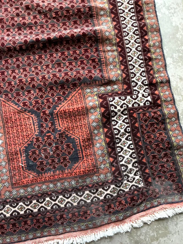 Vintage Hand-Knotted Geometric Wool Rug — additional photo 3
