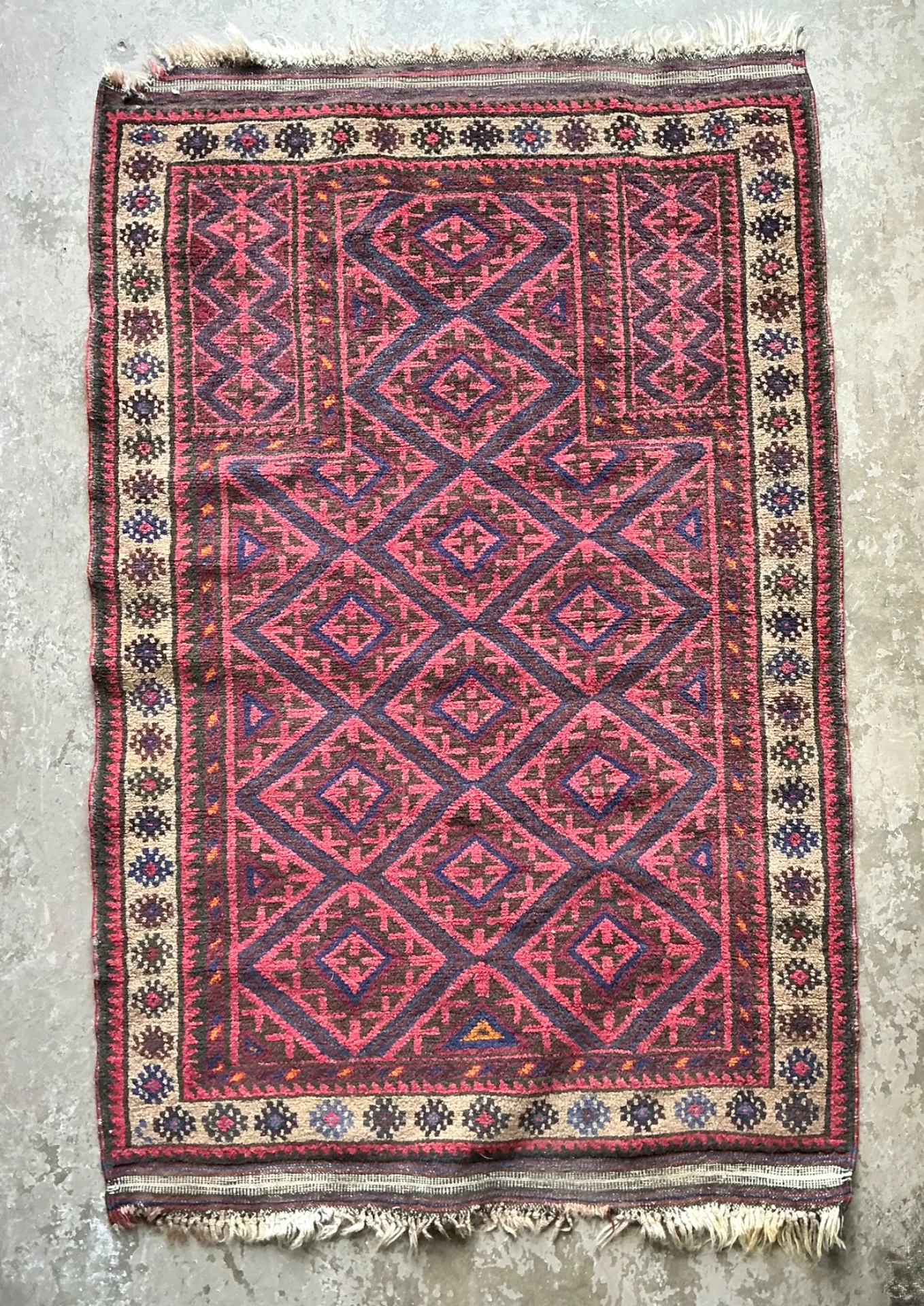 Vintage Hand-Knotted Wool Geometric Rug — additional photo 8