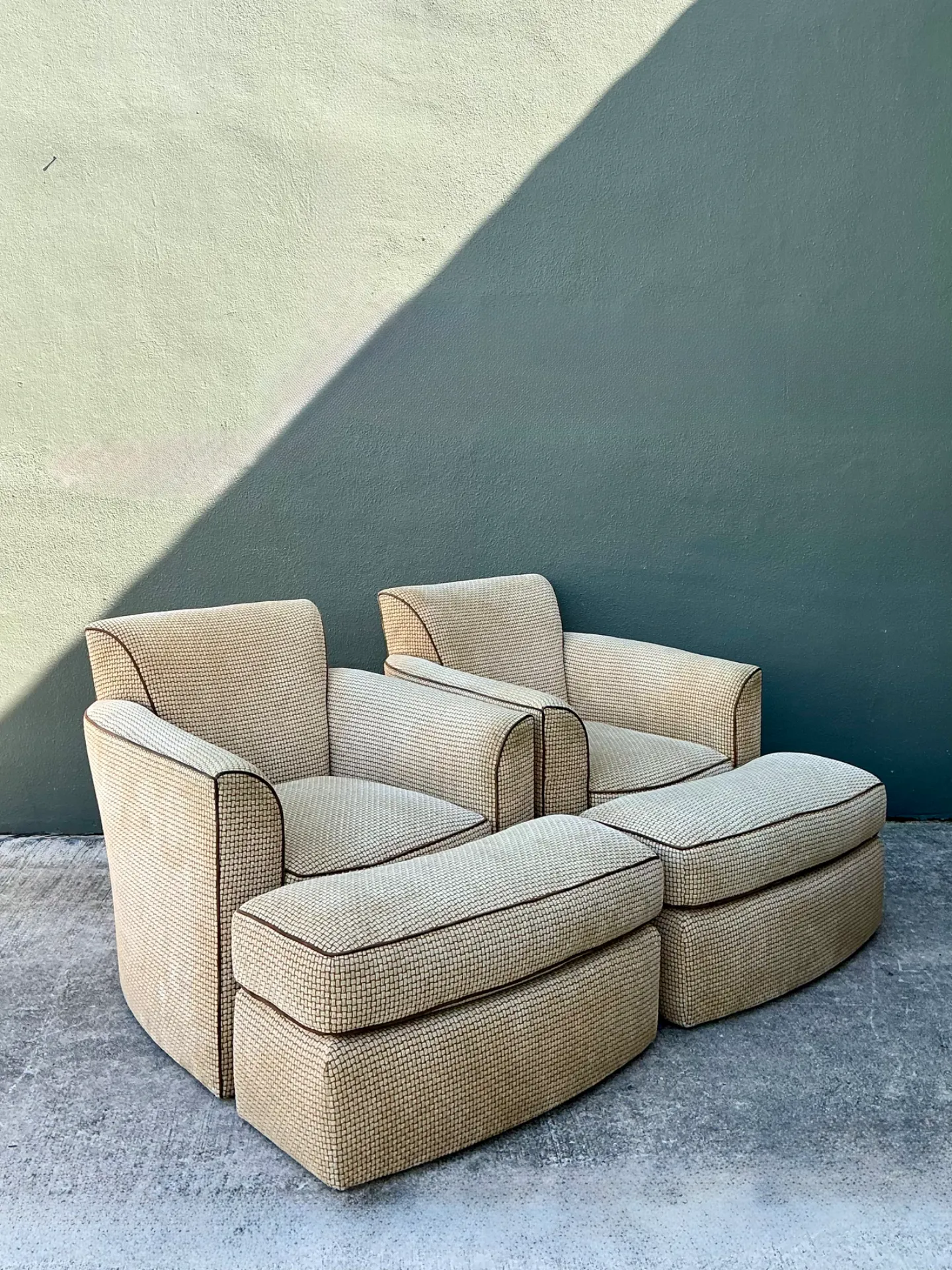 Vintage Donghia Swivel Lounge Chairs with Ottomans  - A Pair — additional photo 3