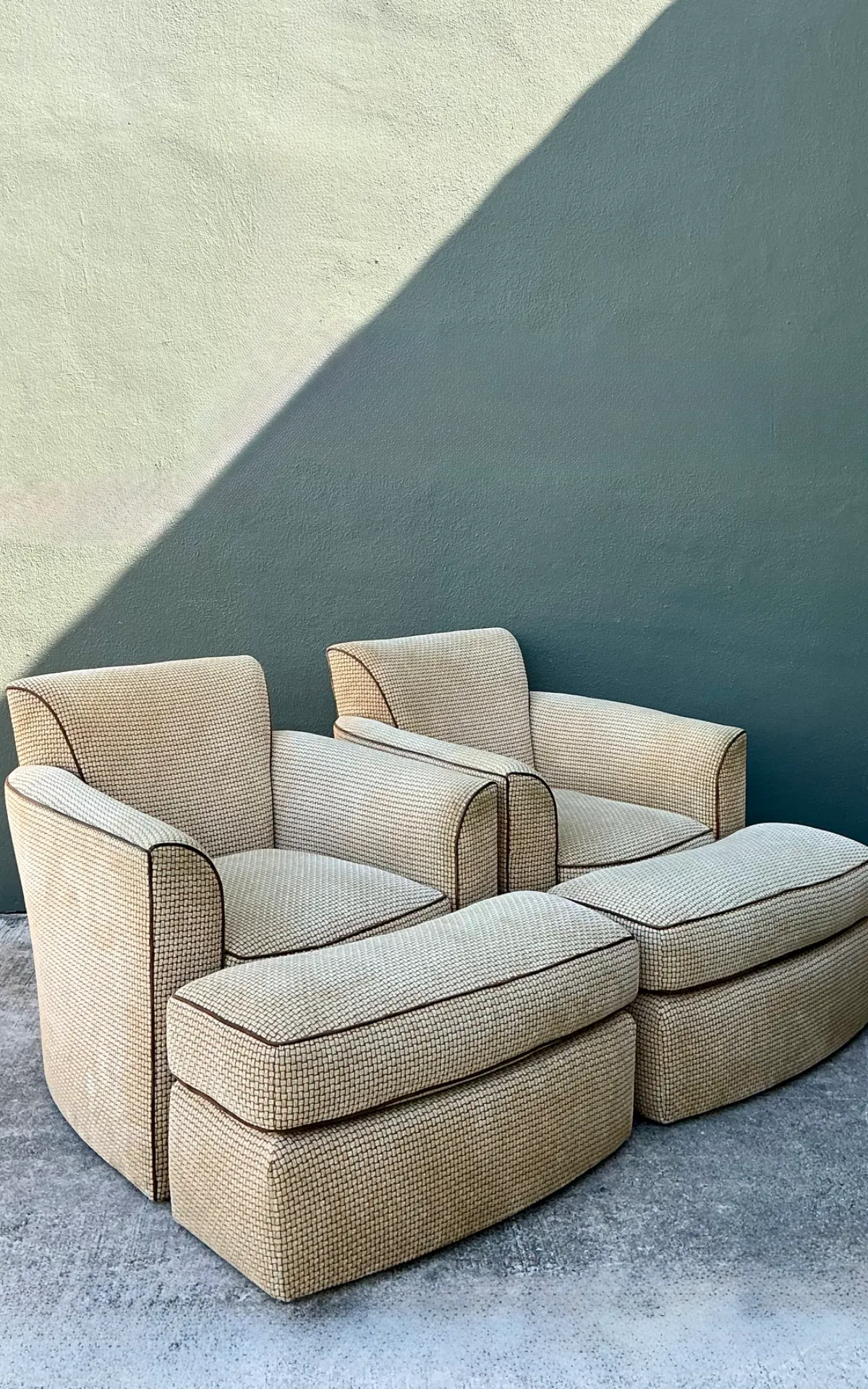 Vintage Donghia Swivel Lounge Chairs with Ottomans  - A Pair — additional photo 3