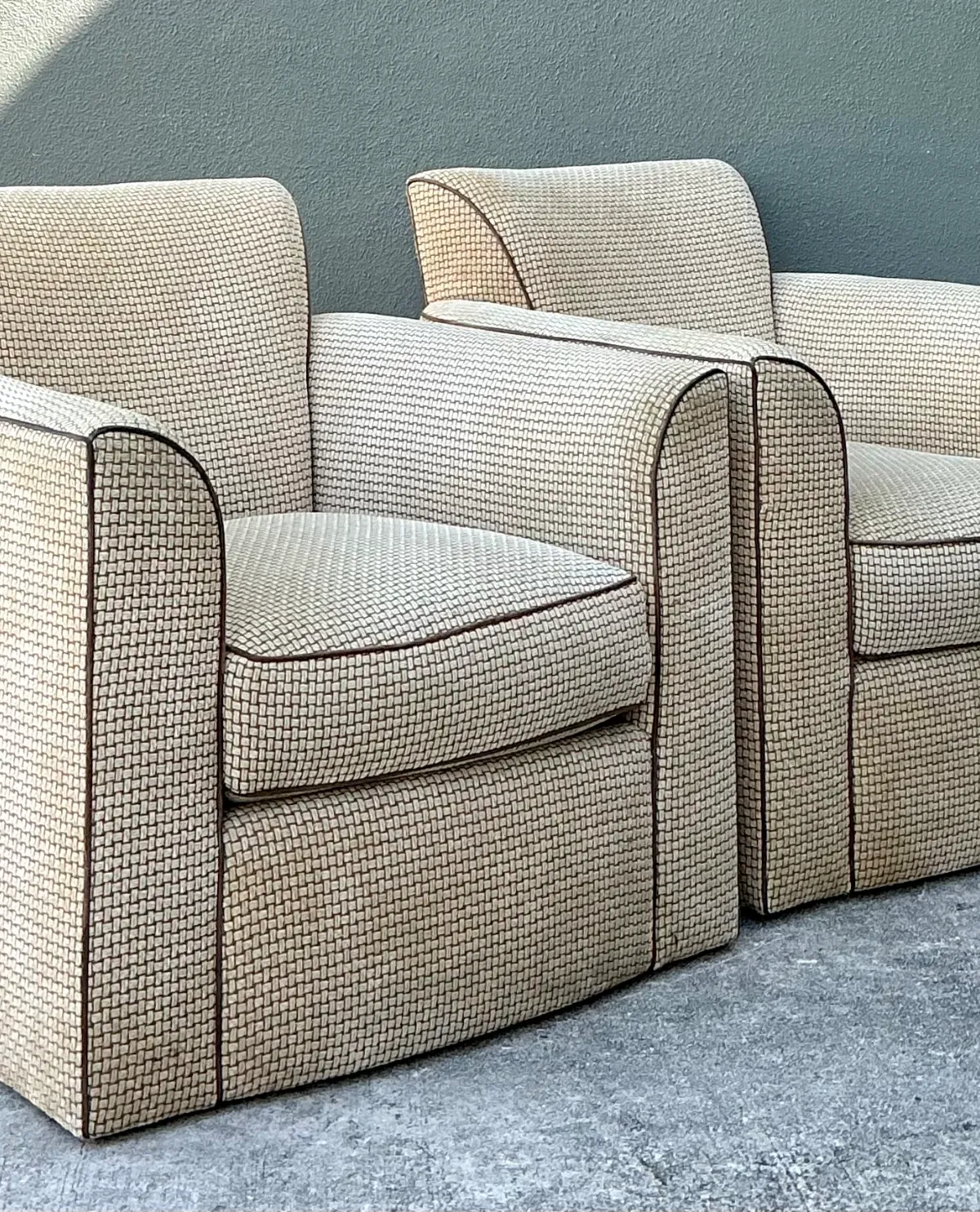 Vintage Donghia Swivel Lounge Chairs with Ottomans  - A Pair — additional photo 2