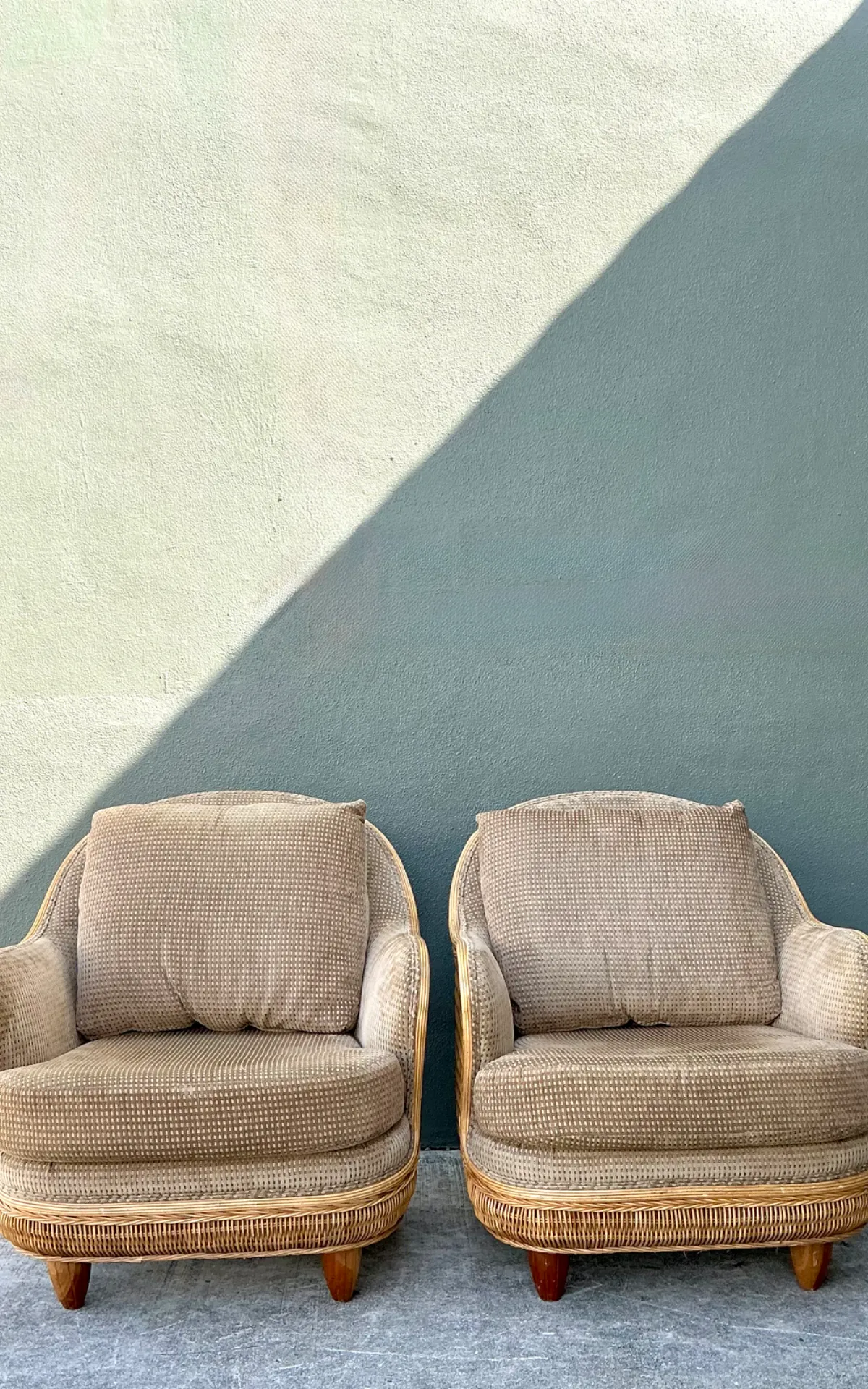 Vintage Biomorphic Rattan Lounge Chairs - A Pair — additional photo 6