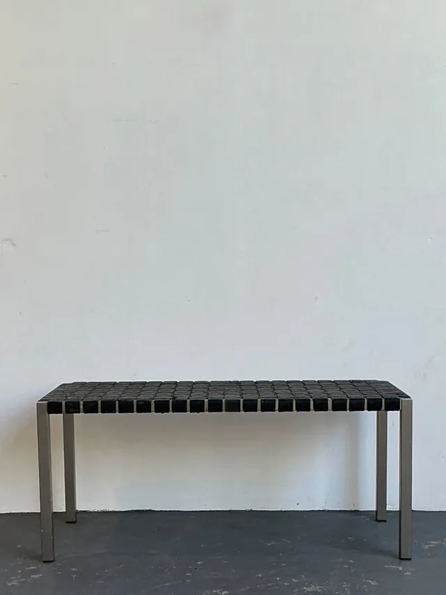 Vintage Ralph Lauren Woven Leather Bench — additional photo 1