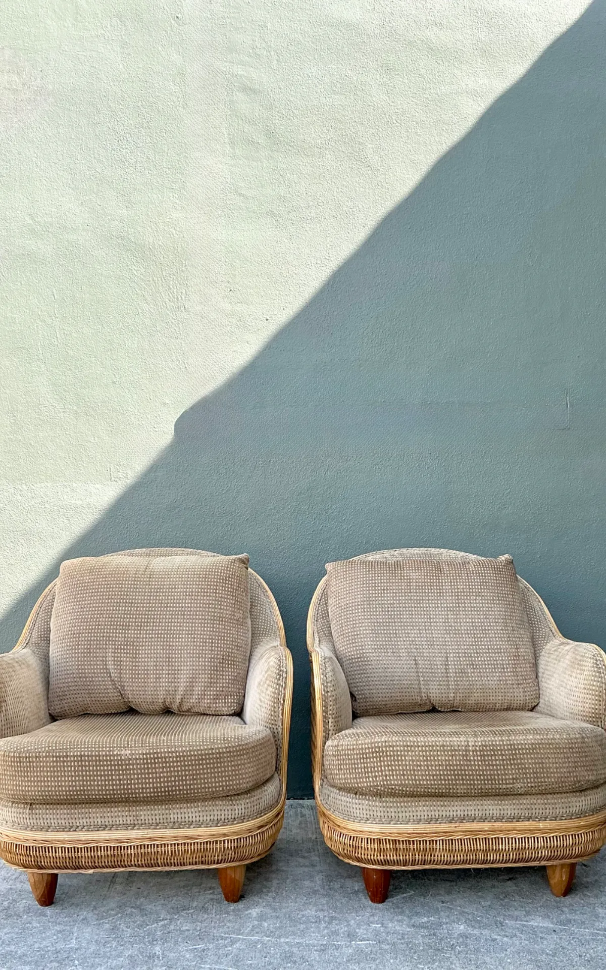 Vintage Biomorphic Rattan Lounge Chairs - A Pair — additional photo 2