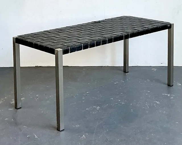 Vintage Ralph Lauren Woven Leather Bench — additional photo 4