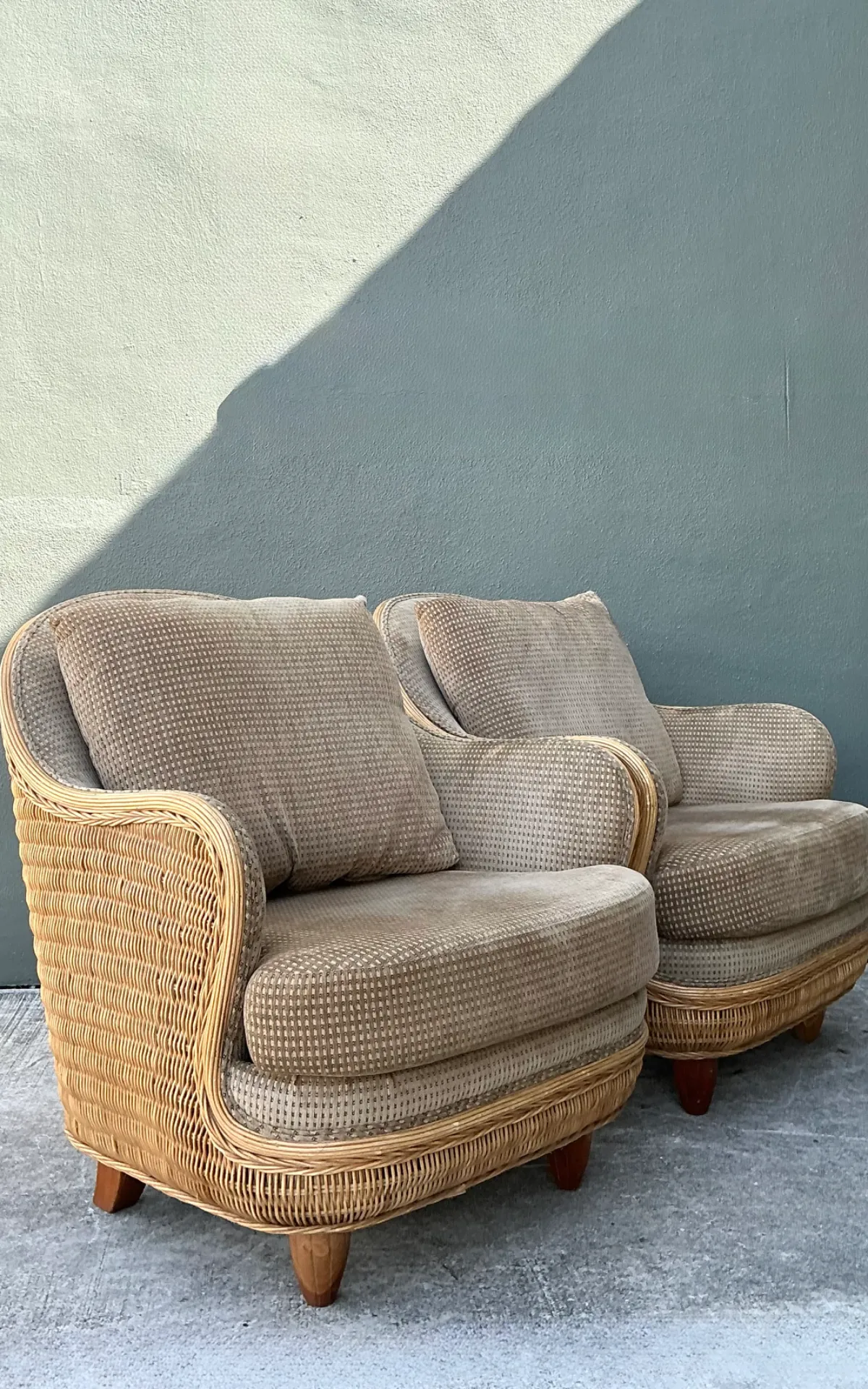 Vintage Biomorphic Rattan Lounge Chairs - A Pair — additional photo 5