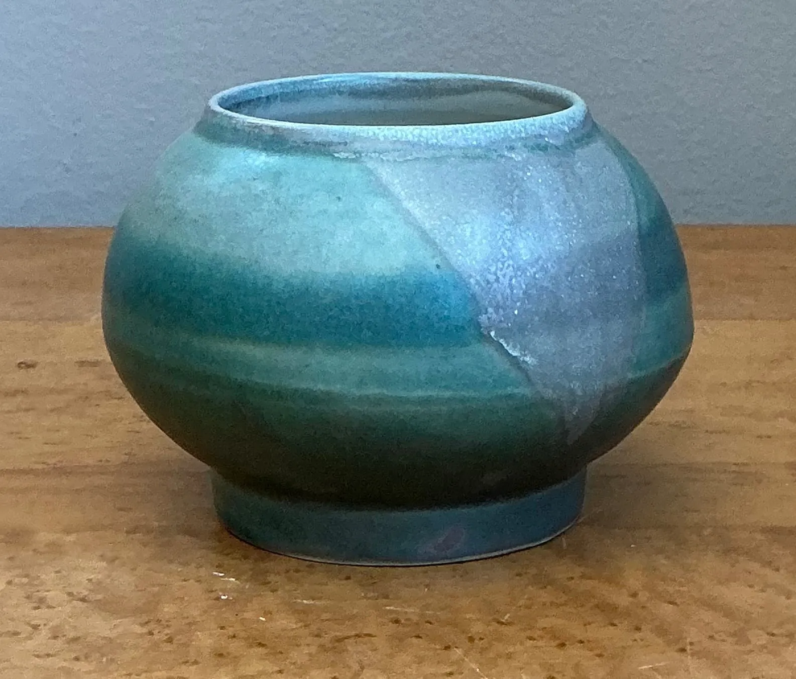 Vintage Turquoise Glazed Ceramic Vase - Ceramic, 4.5W x 3.5H — additional photo 4