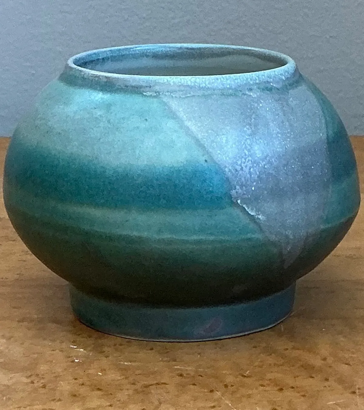 Vintage Turquoise Glazed Ceramic Vase - Ceramic, 4.5W x 3.5H — additional photo 4