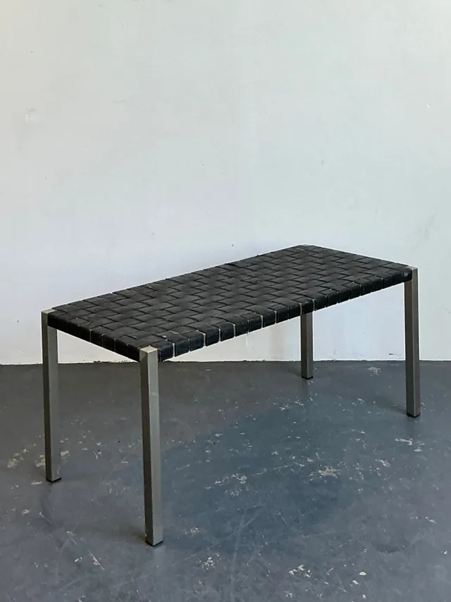 Vintage Ralph Lauren Woven Leather Bench — additional photo 8