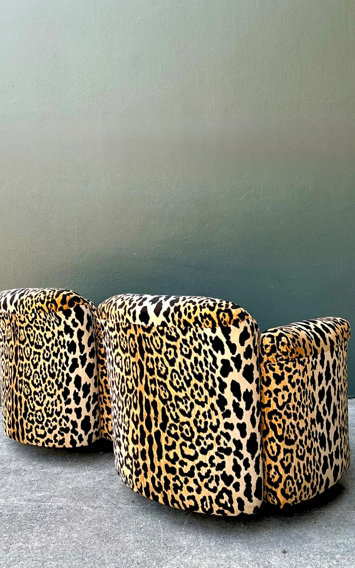Vintage Leopard Velvet Swivel Chairs - Pair — additional photo 4