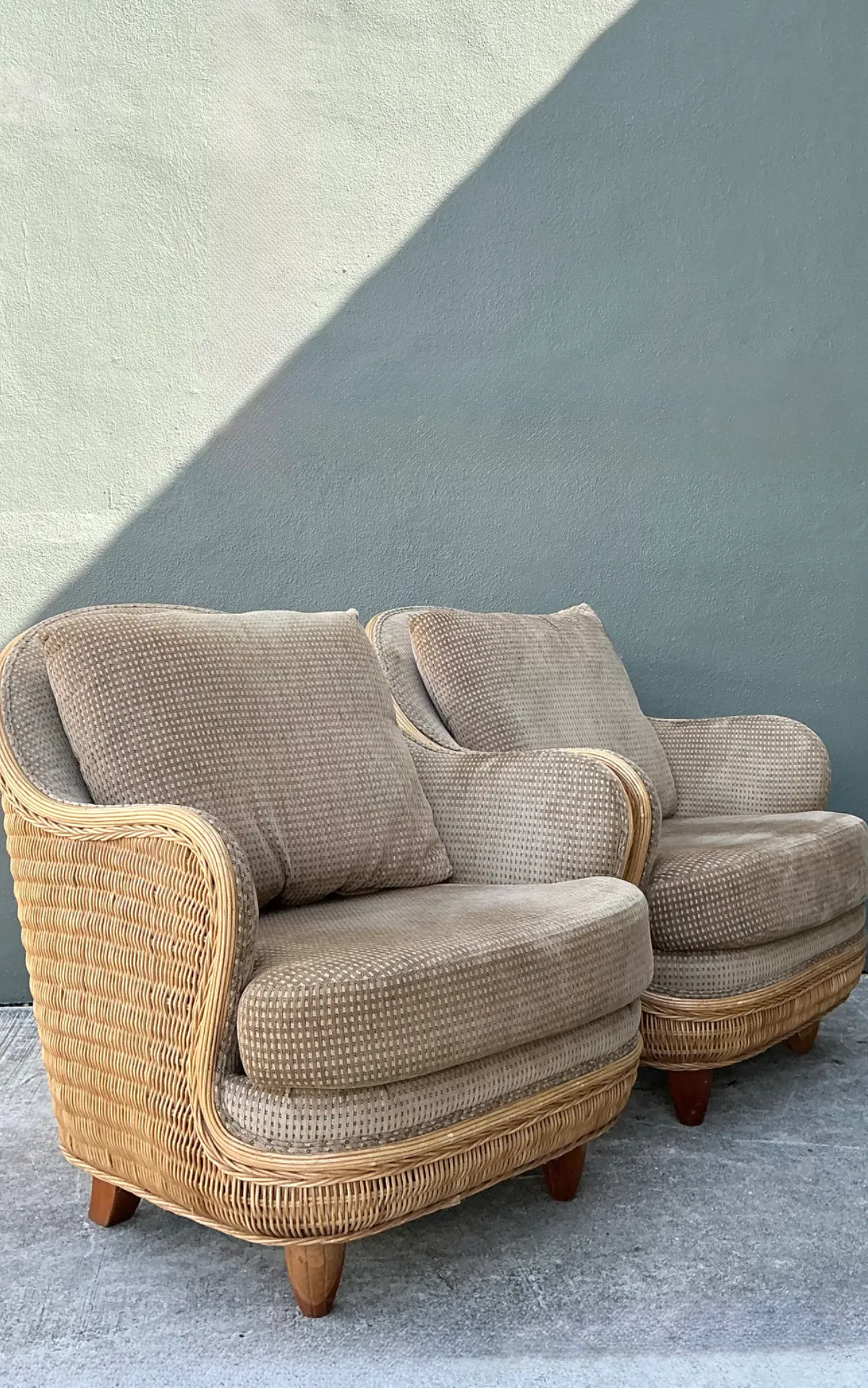 Vintage Biomorphic Rattan Lounge Chairs - A Pair — additional photo 3