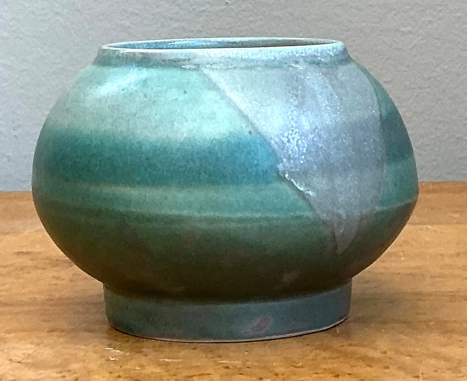 Vintage Turquoise Glazed Ceramic Vase - Ceramic, 4.5W x 3.5H — additional photo 5