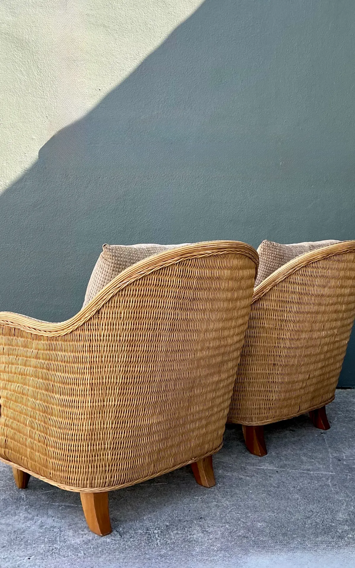 Vintage Biomorphic Rattan Lounge Chairs - A Pair