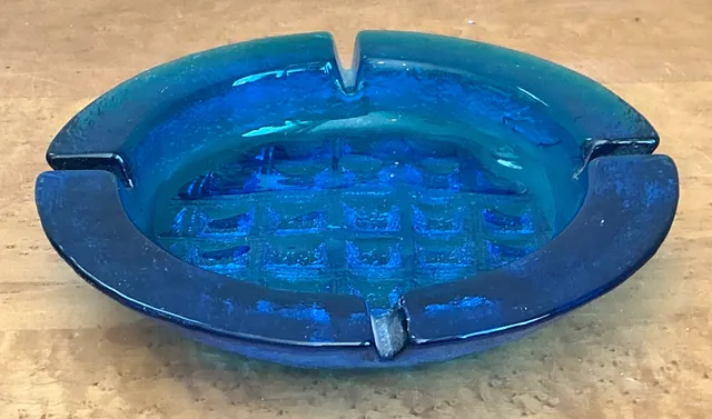 Vintage Cobalt Glass Ashtray — additional photo 1