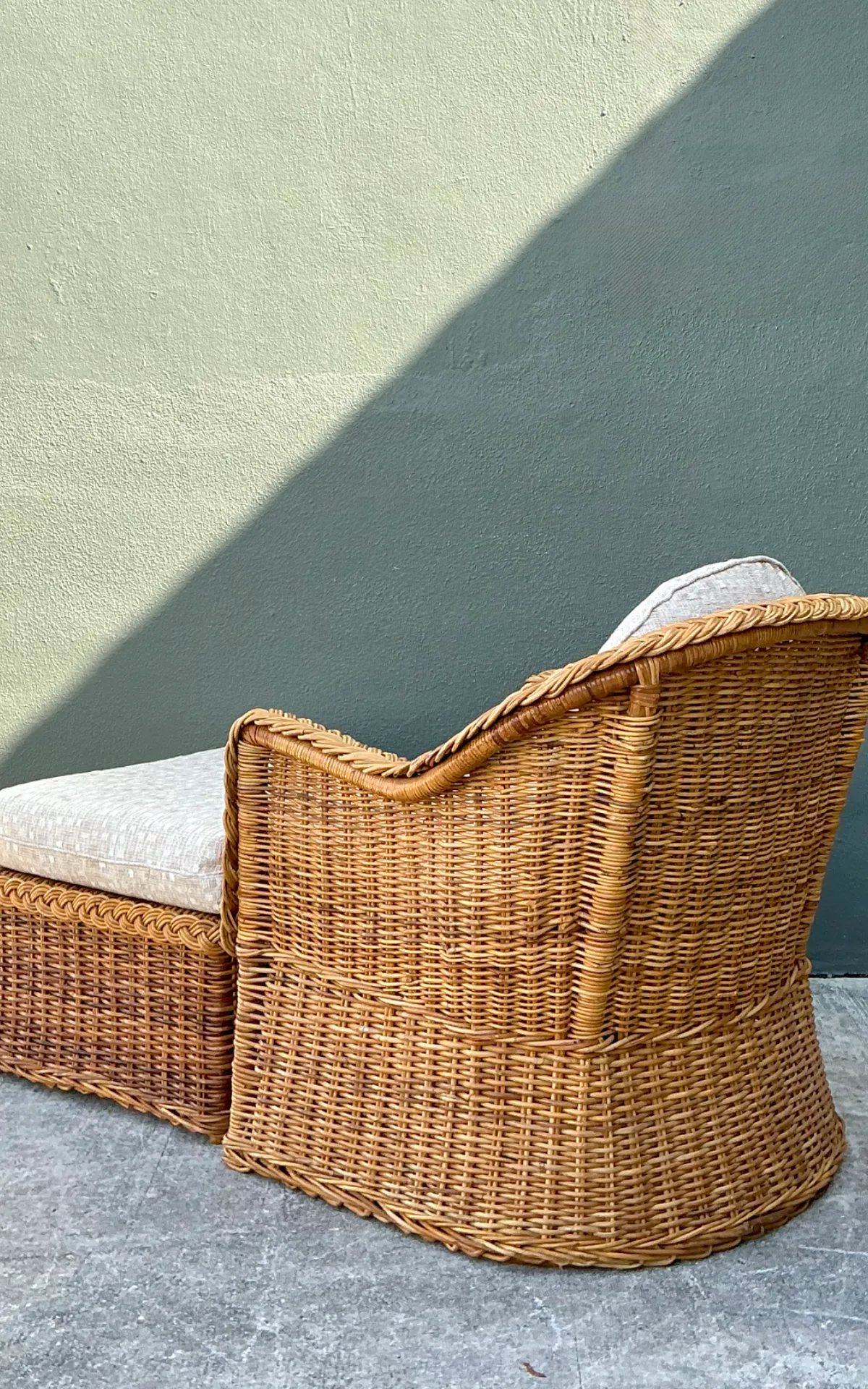Vintage Braided Rattan Lounge Chair and Ottoman — additional photo 4