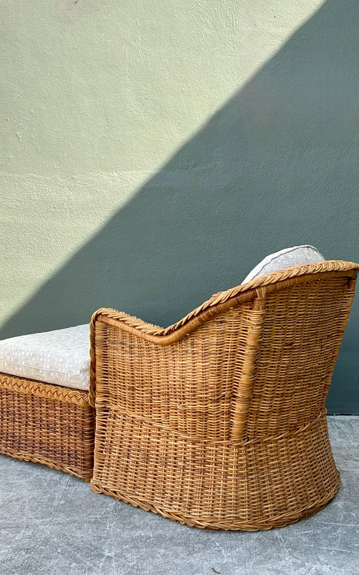 Vintage Braided Rattan Lounge Chair and Ottoman — additional photo 6