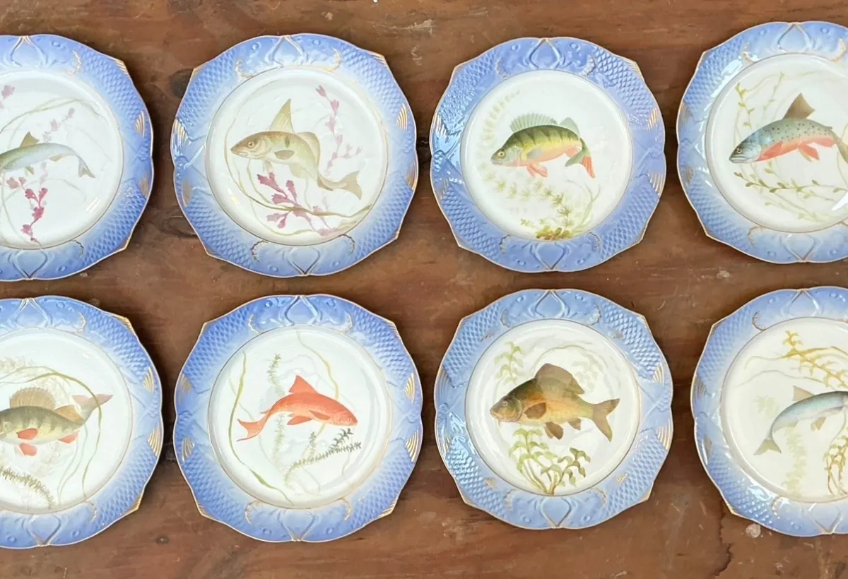Vintage Royal Copenhagen Ichthyological Porcelain Plates - Set of 12