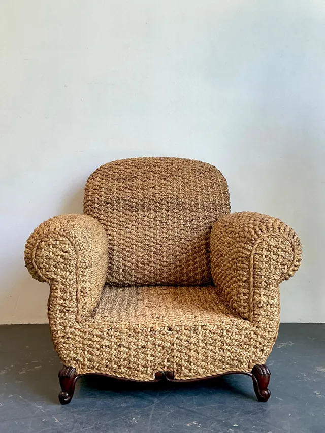 Vintage Ralph Lauren Organic Modern Woven Seagrass Club Chair — additional photo 8