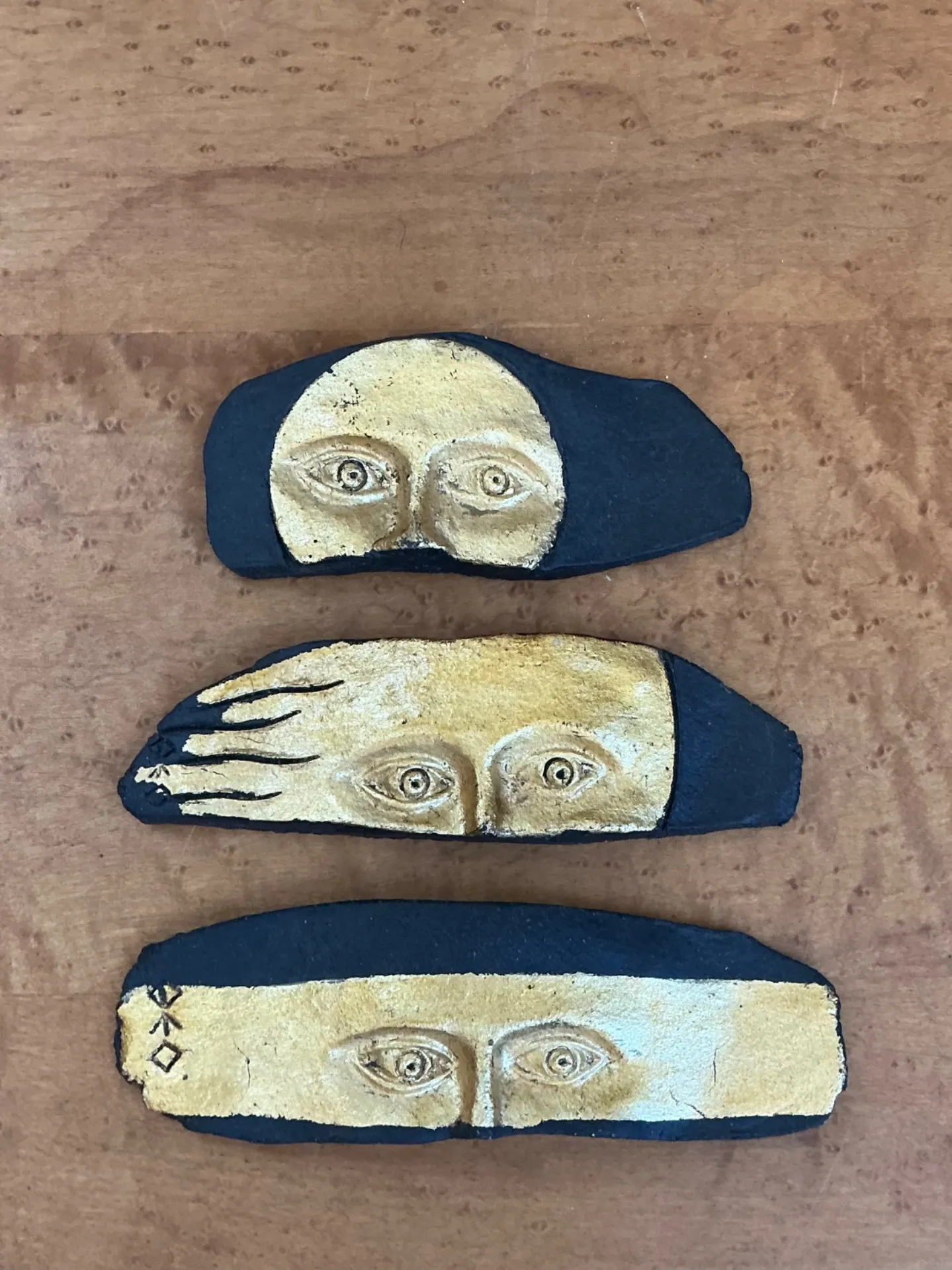Vintage Original Studio Pottery Gilt Face Stripes - Set Of 3 — additional photo 8