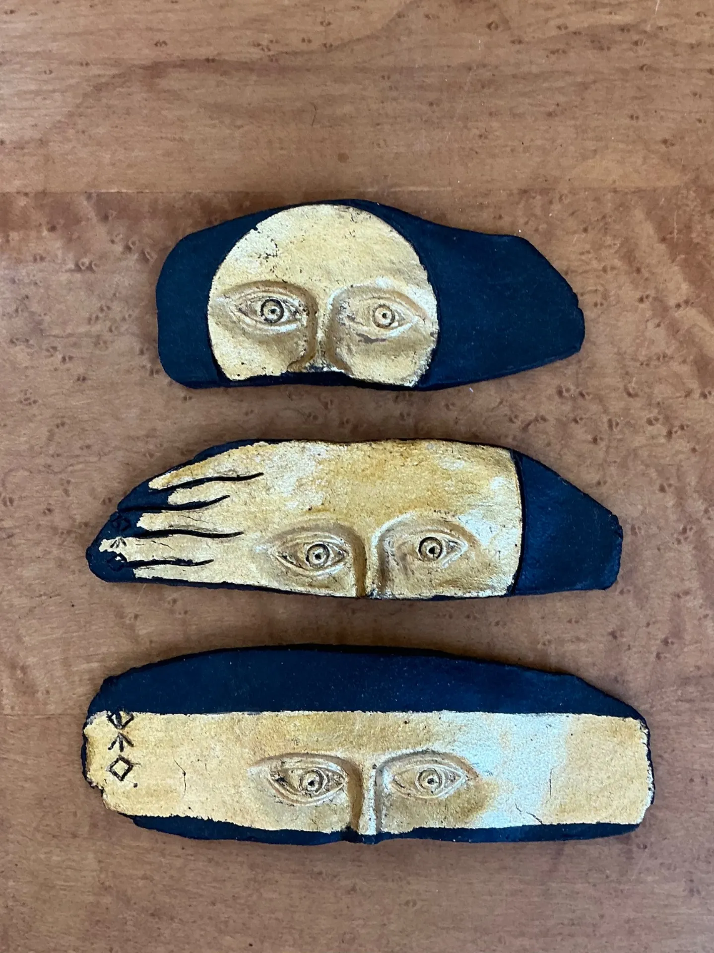 Vintage Original Studio Pottery Gilt Face Stripes - Set Of 3 — additional photo 3