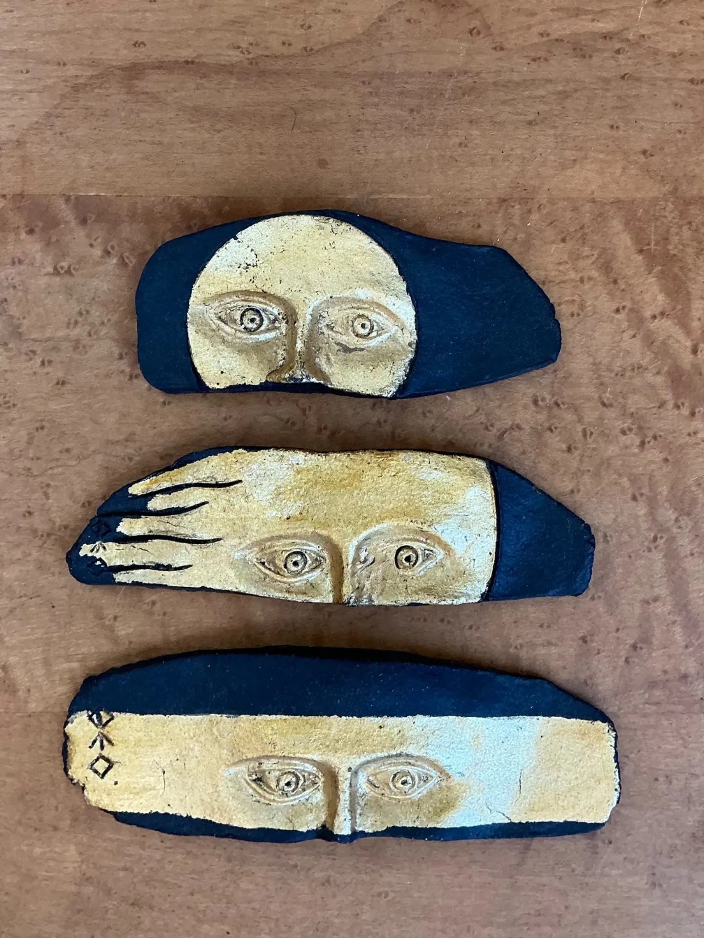 Vintage Original Studio Pottery Gilt Face Stripes - Set Of 3 — additional photo 5