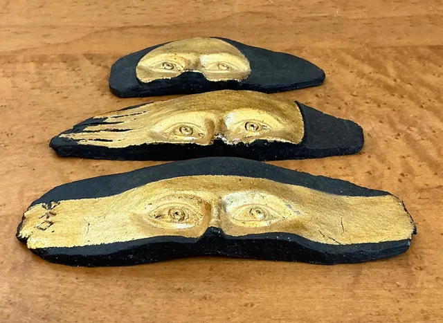 Vintage Original Studio Pottery Gilt Face Stripes - Set Of 3 — additional photo 6