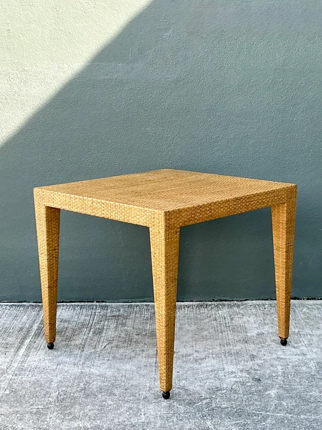Vintage Baker Milling Road Rattan Square Game Table — additional photo 8