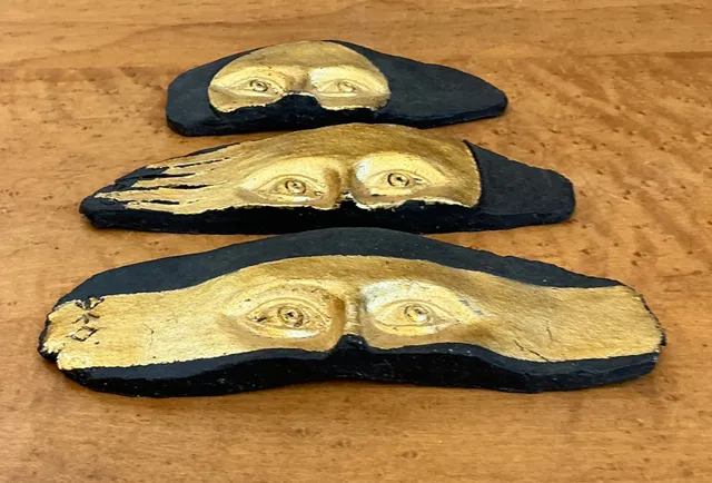 Vintage Original Studio Pottery Gilt Face Stripes - Set Of 3 — additional photo 2