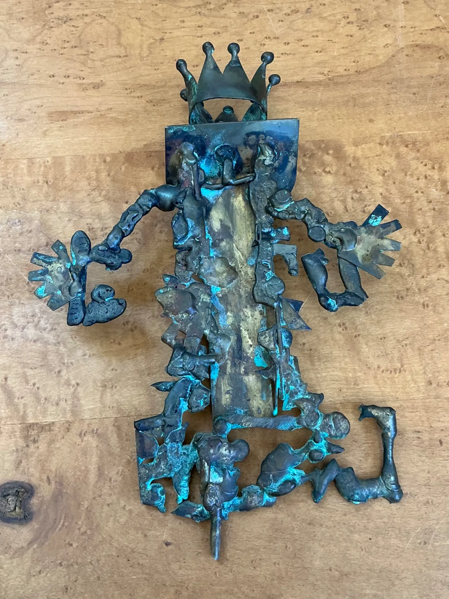 Vintage Patinated Metal King Sculpture — additional photo 7