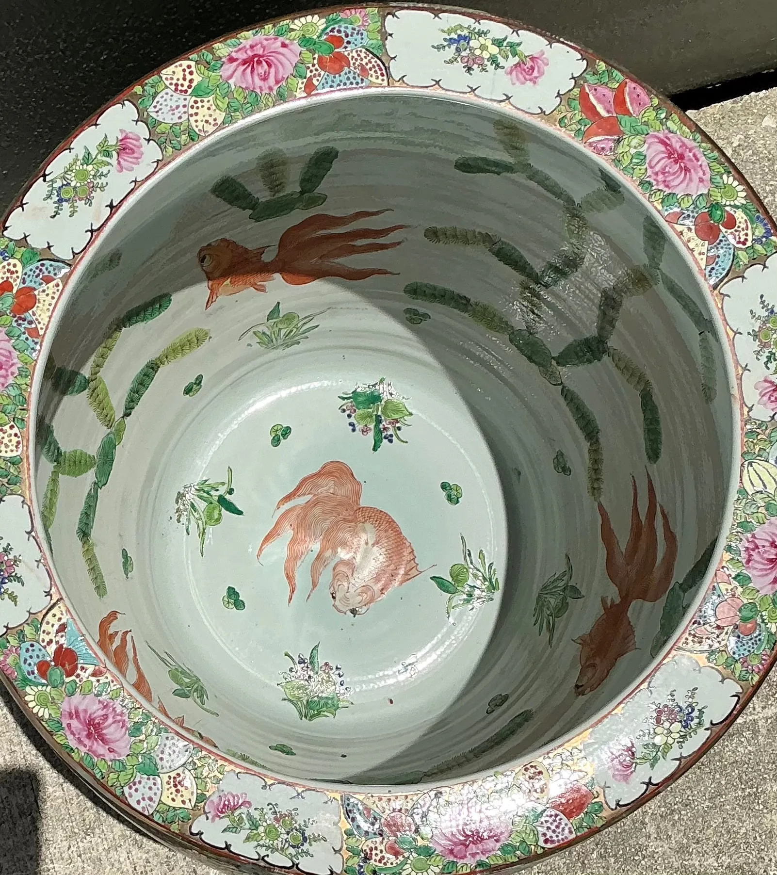 Vintage Chinese Rose Famile Large Planter — additional photo 4