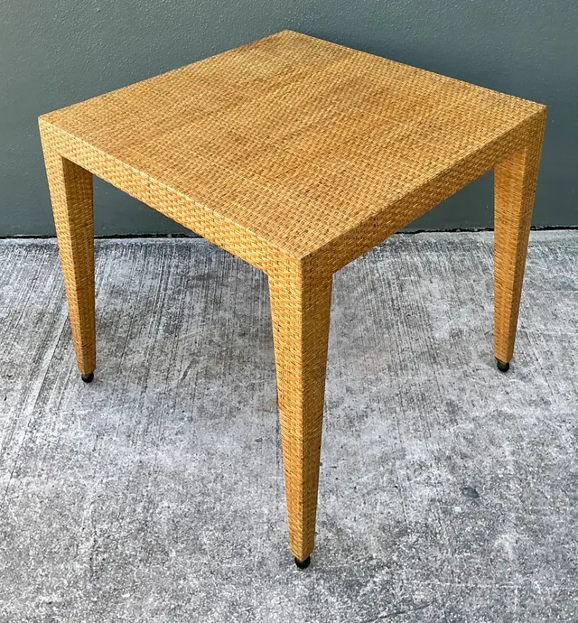 Vintage Baker Milling Road Rattan Square Game Table — additional photo 4